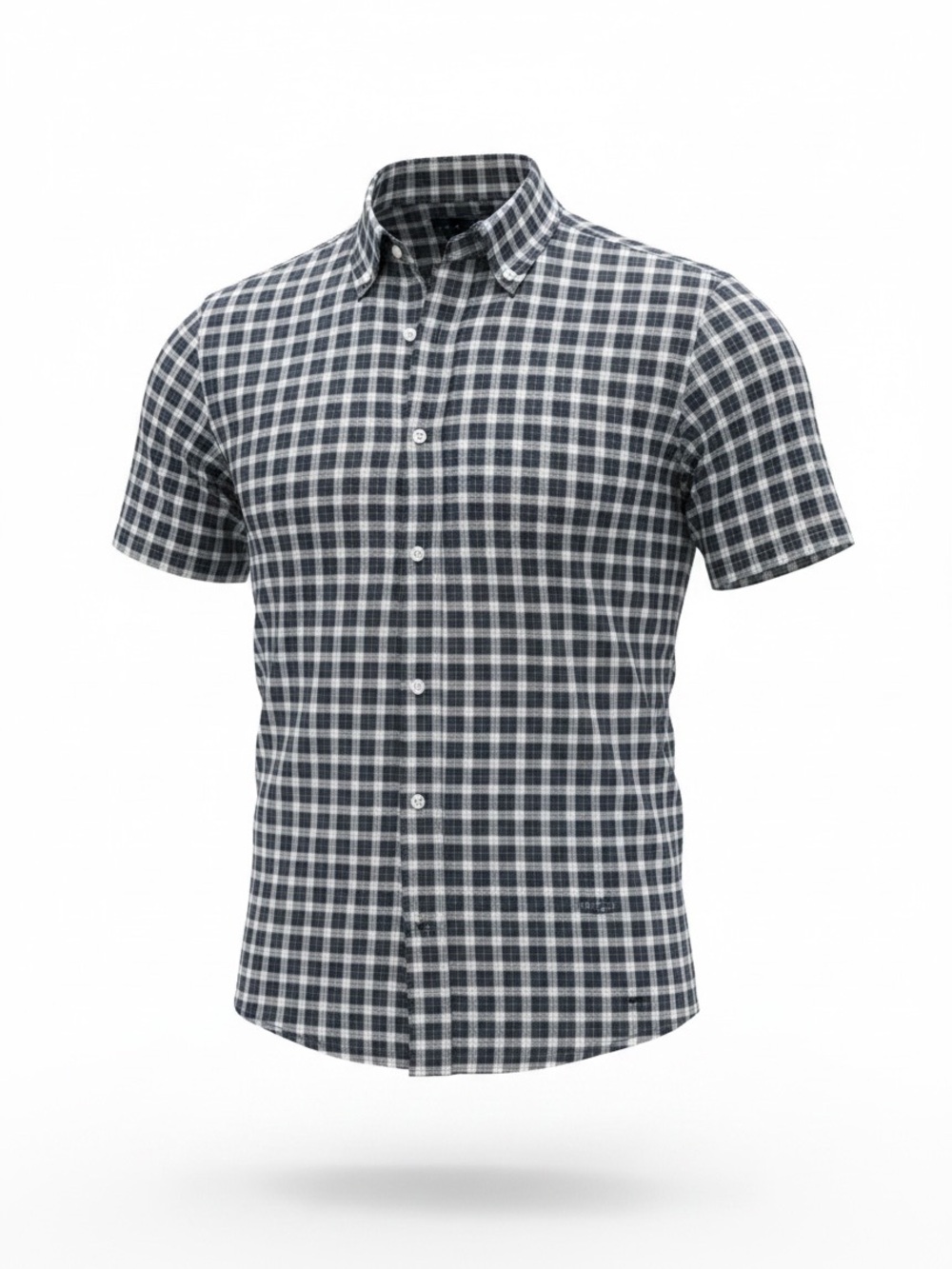 Structure Men's Short-Sleeve Button-Down Shirt - Navy & White Plaid